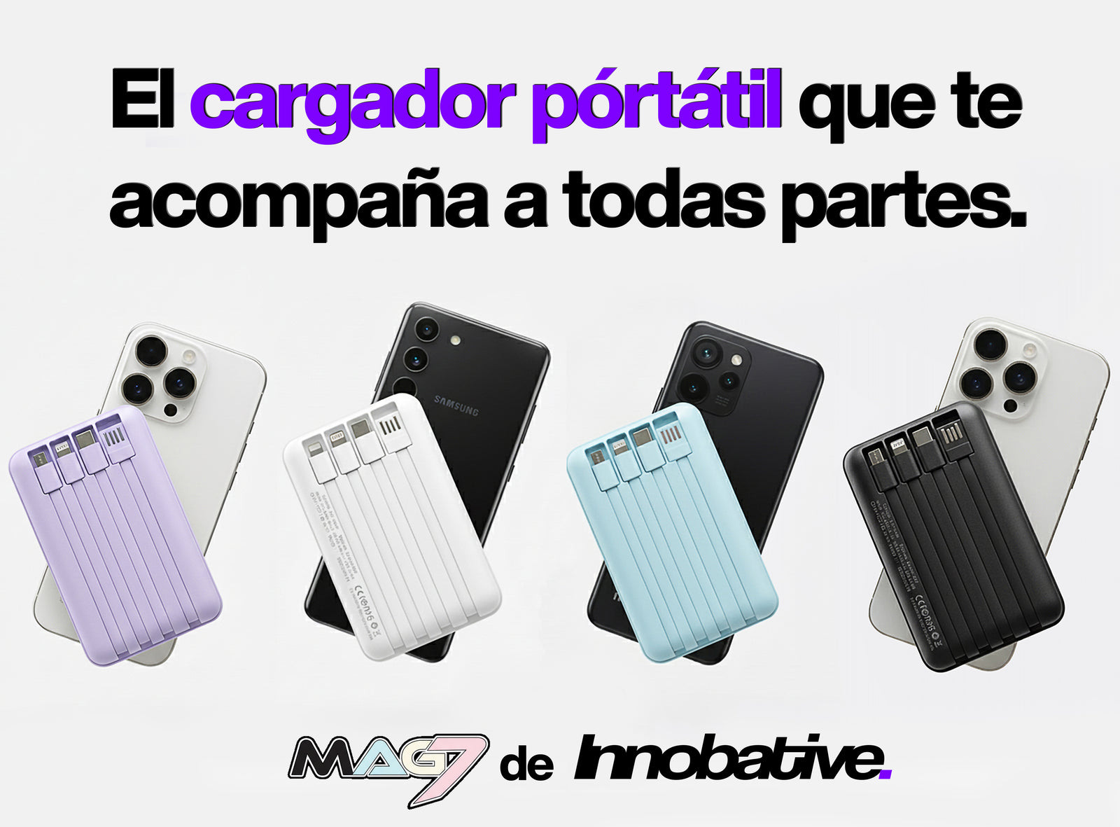 MAG7 en varios colores junto a teléfonos móviles